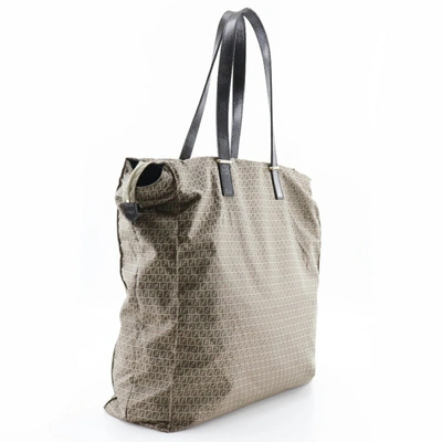 Shop Fendi Zucca Brown Pony-style Calfskin Tote Bag ()
