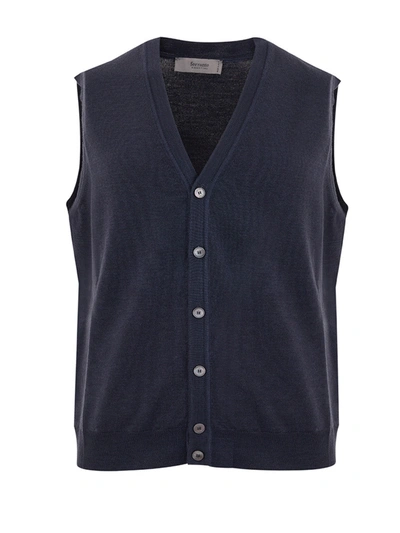 Shop Ferrante Elegant Wool Gilet Sleeveless Classic Men's Vest In Blue