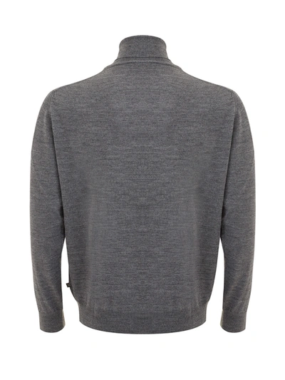 Shop Ferrante Elegant Grey Wool Turtleneck Men's Sweater