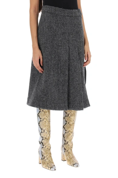 Shop Saks Potts Nicoline A Line Skirt In Herringbone Wool In Grey