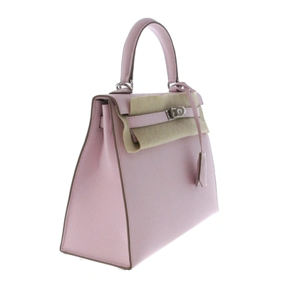 Shop Hermes Hermès Kelly 25 Pink Leather Handbag ()