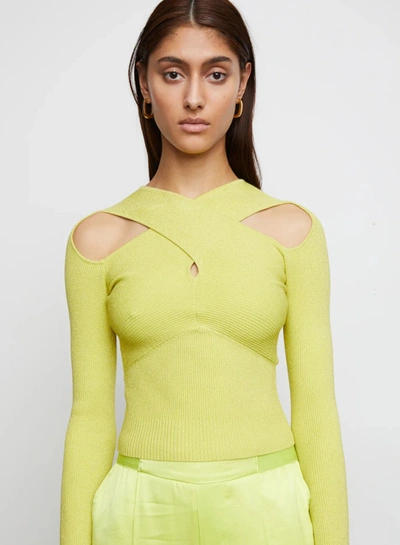 Shop Bailey44 Mimosa Hazel Stretch Cold Shoulder Cutout Sweater In Yellow
