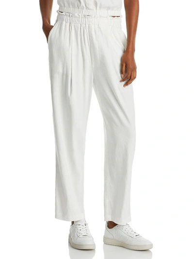 Shop Monrow Womens High Rise Cropped Paperbag Pants In White