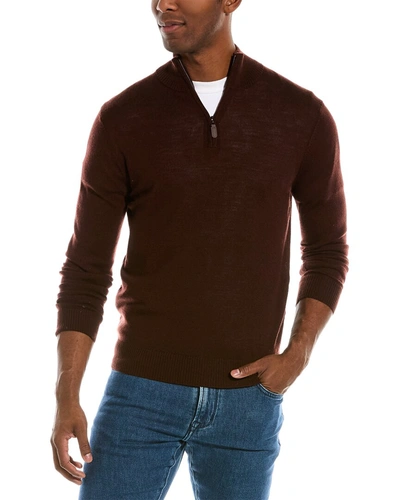 Shop Quincy Wool 1/4-zip Mock Sweater In Brown