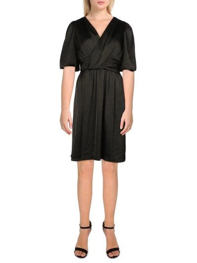 Shop Dkny Womens Short Sleeve Midi Fit & Flare Dress In Black