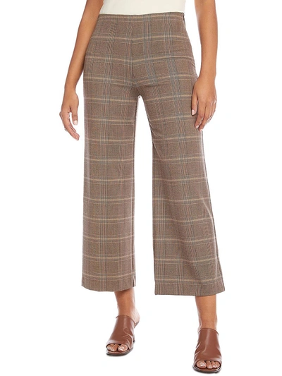 Shop Karen Kane Womens Plaid High Waist Cropped Pants In Brown