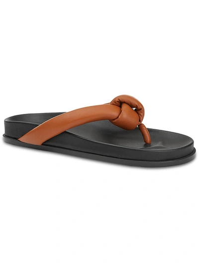 Shop Lafayette 148 Bristol Womens Leather Slip On Thong Sandals In Brown
