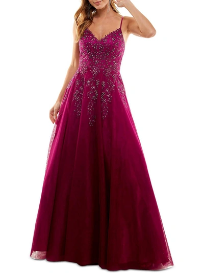 Shop Tlc Say Yes To The Prom Juniors Womens Mesh Embellished Evening Dress In Pink