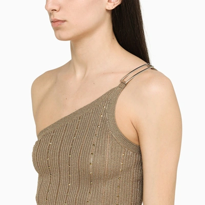 Alessandra Rich One Shoulder Dress Rhinestones