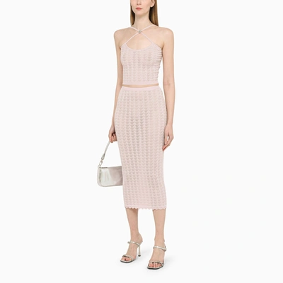 Alessandra Rich Knitted Halter Neck Top In Pink