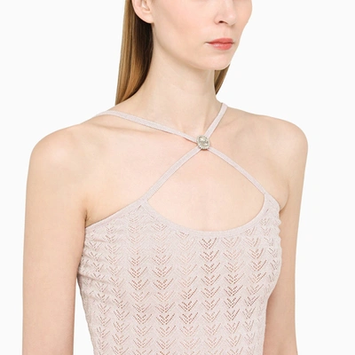 Alessandra Rich Knitted Halter Neck Top In Pink