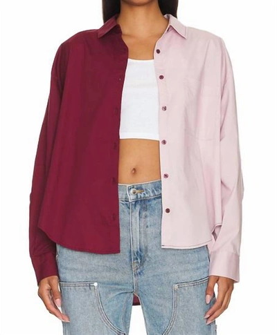 Shop Pistola Sloane Oversized Shirt In Pink Split In Multi
