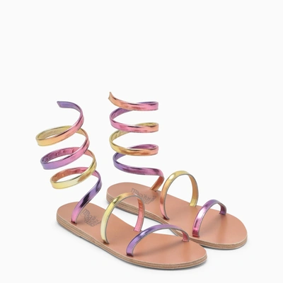 Ancient Greek Sandals Laminated Effect Leather Gladiator Sandals In Multicolor