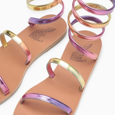Ancient Greek Sandals Laminated Effect Leather Gladiator Sandals In Multicolor