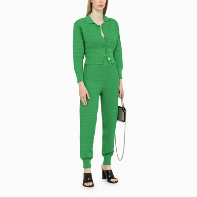 Art Essay Green Knitted Cardigan White Knitted Cardigan