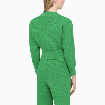Art Essay Green Knitted Cardigan White Knitted Cardigan