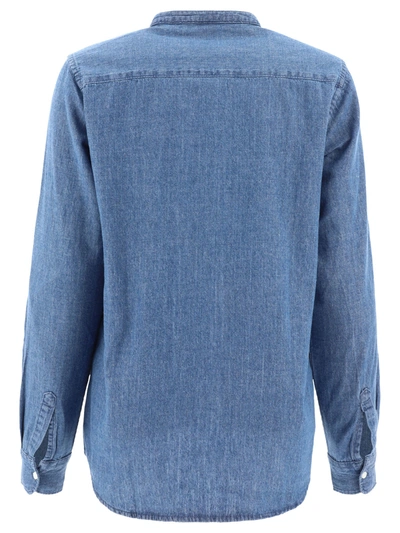 Shop Aspesi Mandarin Shirt In Chambray