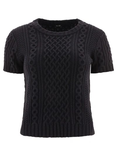 Shop Aspesi Short Sleeved Cable Sweater