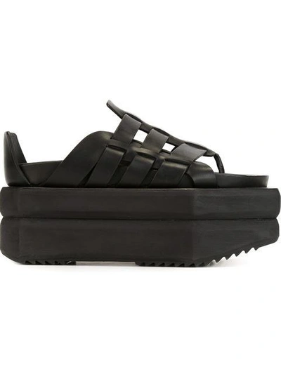 Shop Rick Owens Platform Gladiator Sandals - Black