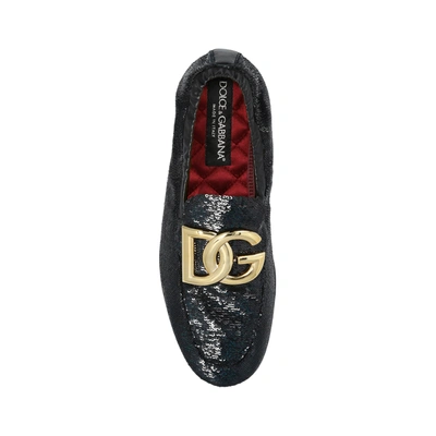 Dolce & Gabbana Ariosto Dg Logo Sequined Loafers In Black