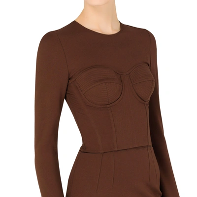 Dolce & Gabbana Long Sleeve Crop Stretch Jersey Corset Top