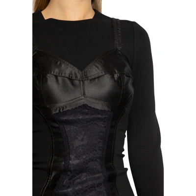 Dolce & Gabbana Corset Detail Long Sleeve Midi Dress
