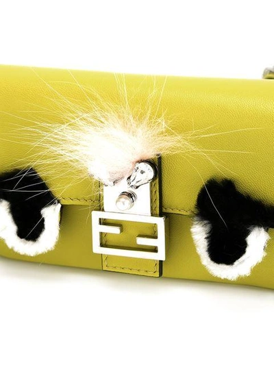 Shop Fendi Micro Baguette Crossbody Bag - Yellow