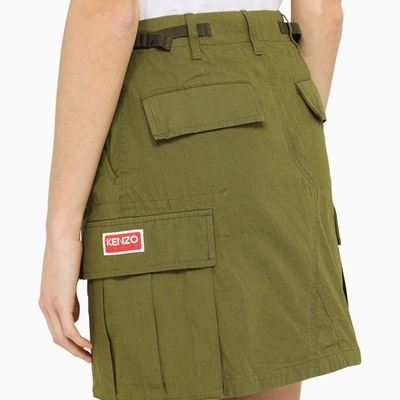 Shop Kenzo Green Cotton Cargo Miniskirt