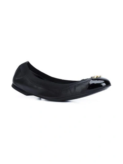 Tory Burch Jolie Cap Toe Leather Ballet Flats In Black
