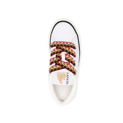 Shop Lanvin Cotton Lace Up Sneakers