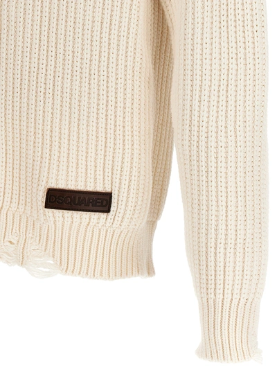 Shop Dsquared2 Broken Stitch Double Collar Sweater, Cardigans White