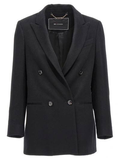 Shop Kiton Double-breasted Cashmere Blazer Jackets Black