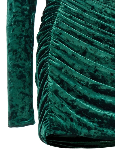 Shop Alexandre Vauthier Draped Velvet Dress Dresses Green