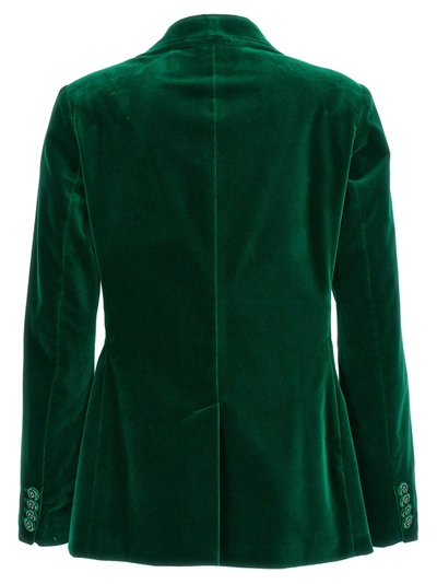 Shop Etro Velvet Double-breasted Blazer Jackets Green