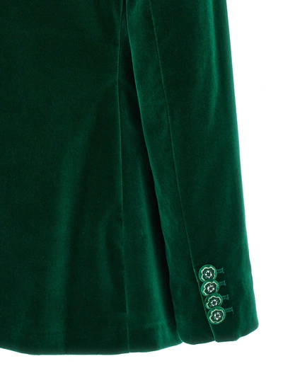 Shop Etro Velvet Double-breasted Blazer Jackets Green