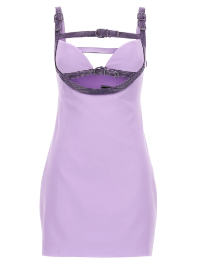 Shop Versace X Dua Lipa Crystal Cut Out Dress Dresses Purple