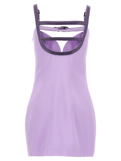 Shop Versace X Dua Lipa Crystal Cut Out Dress Dresses Purple