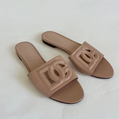 Pre-owned Dolce & Gabbana Nude Leather Cutout Sandals, 39