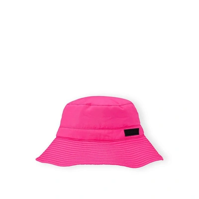 Shop Ganni Fluo Pink Bucket Hat