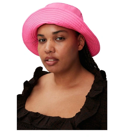 Shop Ganni Fluo Pink Bucket Hat