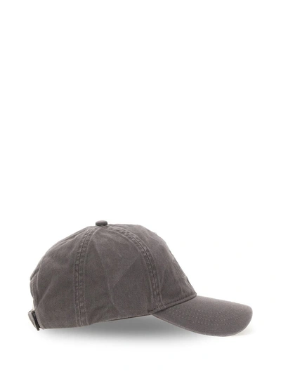 Shop Ganni Hat With Logo In Grey