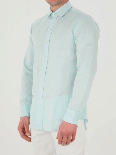 Shop Salvatore Piccolo Green Cotton Shirt