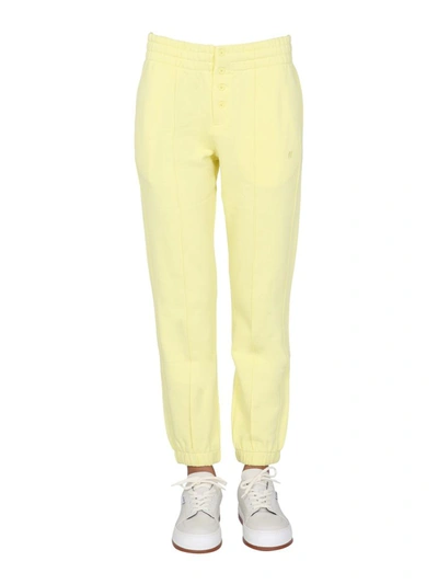 Shop Helmut Lang Jogging Pants With Buttons In Yellow