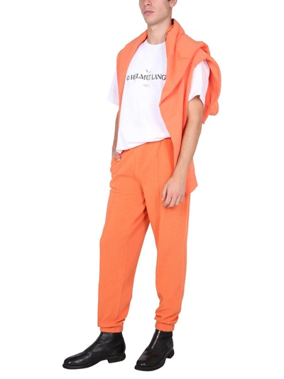 Helmut Lang Logo-print Tapered Joggers In Orange