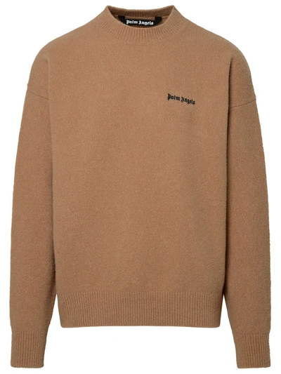 Shop Palm Angels Camel Cashmere Blend Sweater In Brown