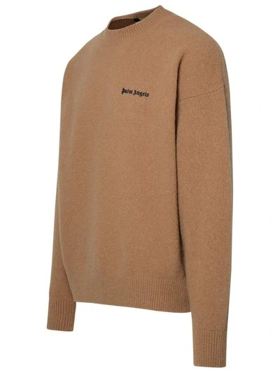Shop Palm Angels Camel Cashmere Blend Sweater In Brown