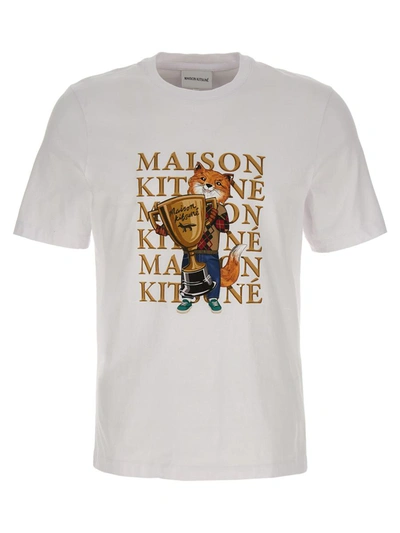 Shop Maison Kitsuné 'fox Champion' T-shirt In White