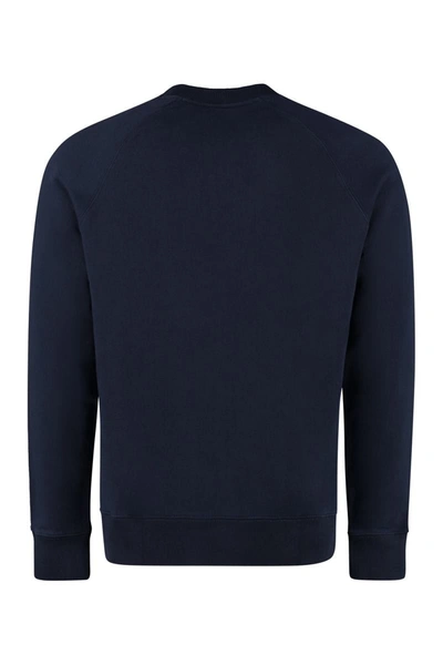 Shop Maison Kitsuné Cotton Crew-neck Sweatshirt With Logo In Blue