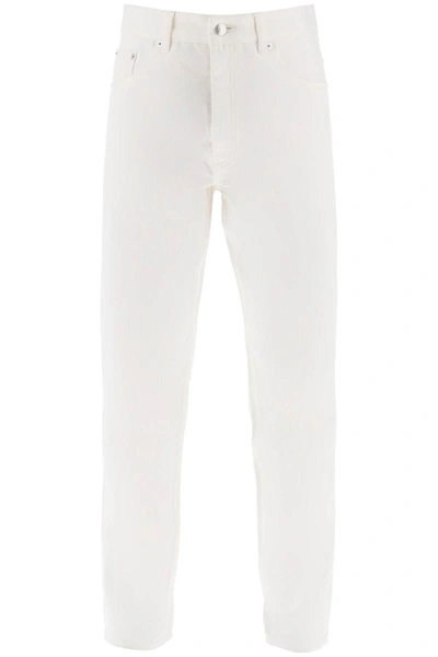 Shop Maison Kitsuné Maison Kitsune Low-rise Tapered Jeans In White