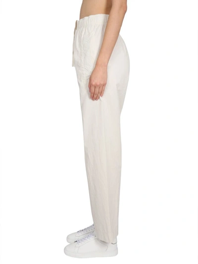 Shop Margaret Howell Pants With Maxi Drawstring In Beige